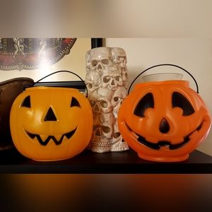 General Foam Plastics VTG Blow Mold Halloween Pumpkin Candy Pail Bucket